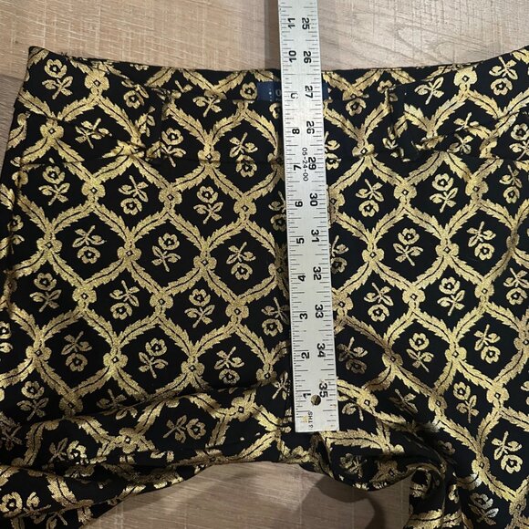 OLD NAVY WOMENS PIXIE PANTS MID RISE GOLD BLACK SIZE 6 HOLIDAY PARTY - Picture 6 of 9